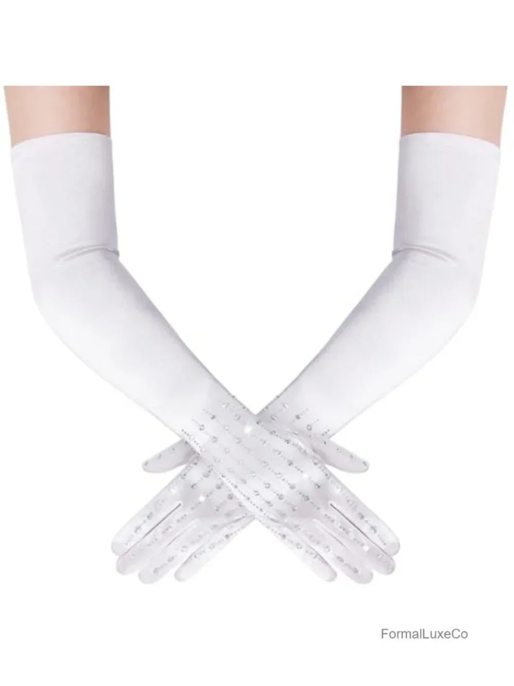 Long Rhinestone Gloves 21.6